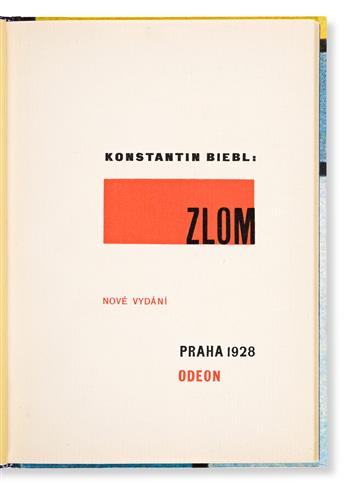 TEIGE, KAREL [DESIGNER], BIEBL, KONSTANTIN [AUTHOR]. Zlom. [Rupture]. Prague: Odeon, 1928.